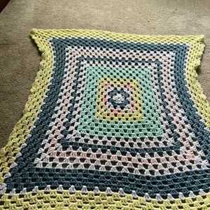 Handmade Crochet Blanket with Multicolor Pattern